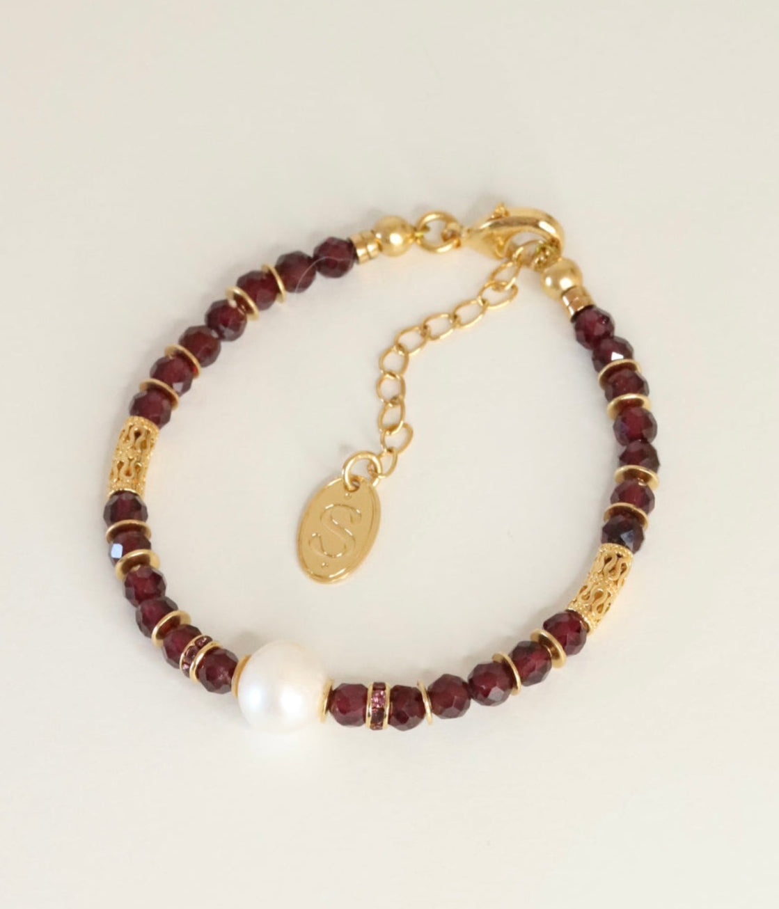 bracelet en grenat pierre semi précieuse