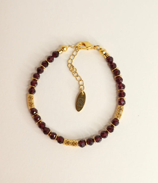 bracelet loubna en grenats rouge