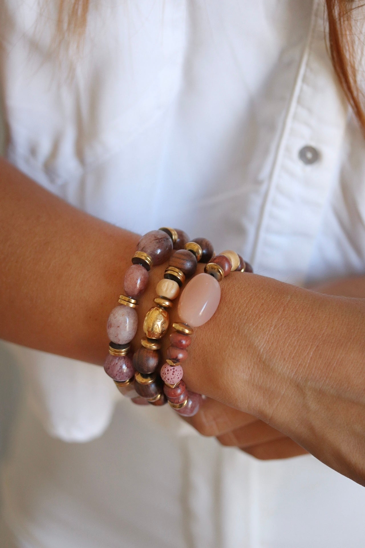 bracelet grosses perles bohème chic et elastique