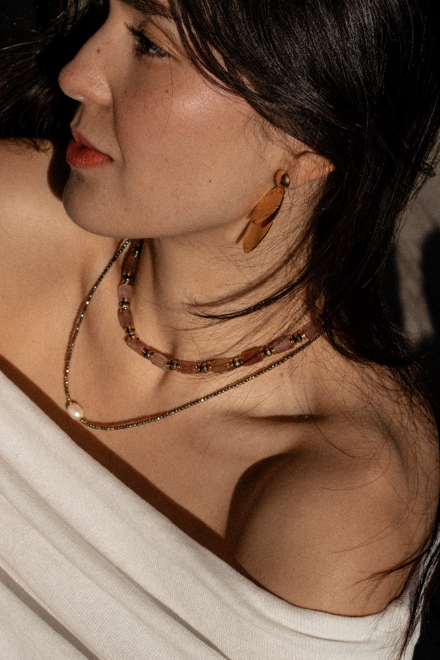 collier long perle d'eau douce