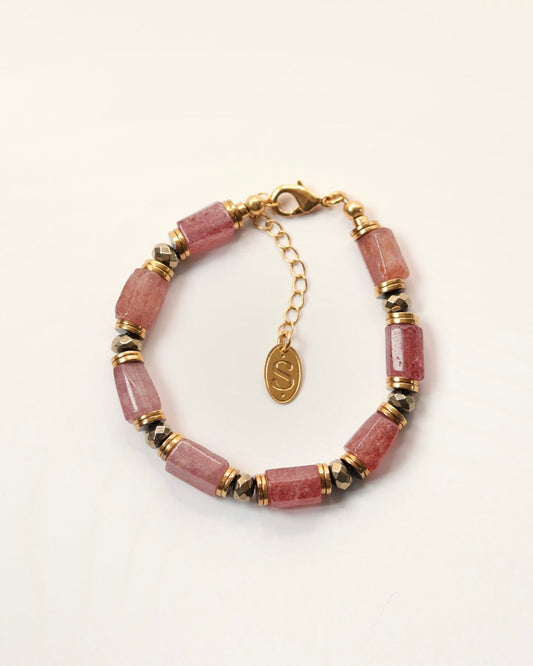 bracelet en quartz rose ethnique et bohème 
