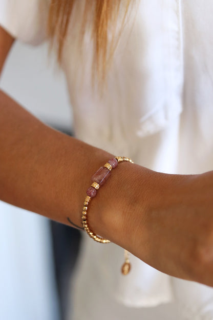 bracelet bohème chic rose et doré