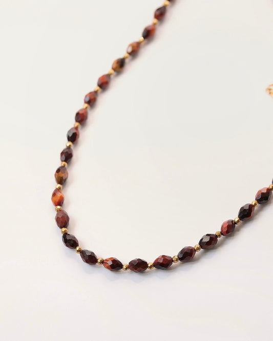 collier long marron et doré boho chic