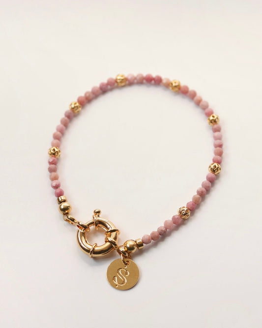 bracelet fermoir bouée rose bohème chic