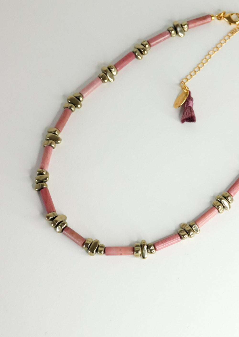 collier hippie chic rose